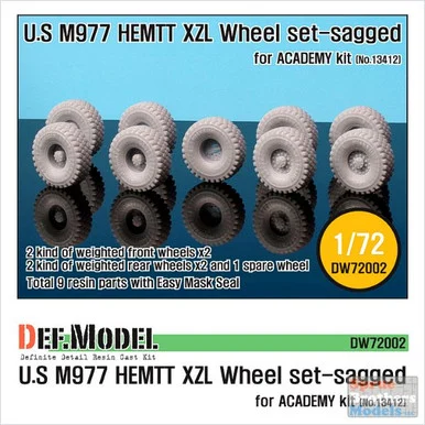 DEFDW72002 1:72 DEF Model US M977 HEMTT XZL Sagged Wheel Set (ACA kit) #DW72002