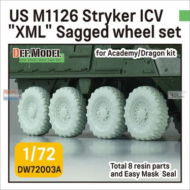 DEFDW72003A 1:72 DEF Model US M1126 Stryker ICV XML Sagged Wheel Set (ACA/DRA kit)
