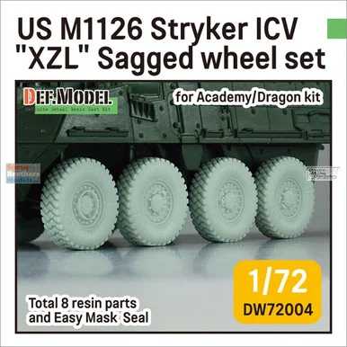 DEFDW72004 1:72 DEF Model M1126 Stryker ICV XZL Sagged Wheel Set (DRA kit)