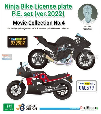 DEFJD12002 1:12 DEF Model - Movie Collection #10 Ninja Motorcycle License Plate Set (Ver 2022)
