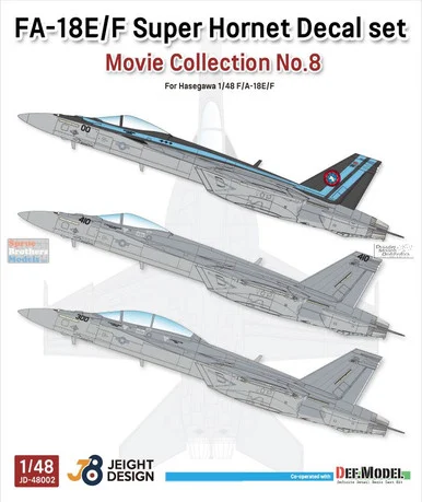 DEFJD48002 1:48 DEF Model Jeight Design Decal Set - Movie Collection #8 F-18E F-18F Super Hornet Top Gun (HAS kit)