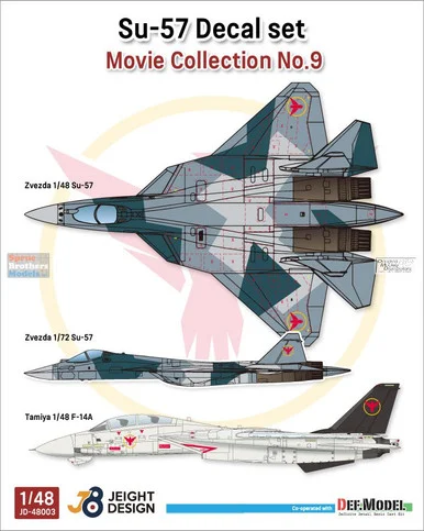 DEFJD48003 1:48 DEF Model Jeight Design Decal Set - Movie Collection #9 Su-57 Felon F-14A Tomcat Top Gun (ZVE/TAM kit)