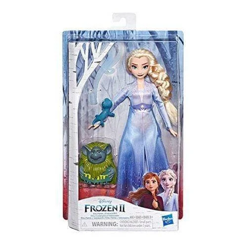 Disney Frozen 2 Elsa Fashion Doll In Travel Outfit with Pabbie and Salamander Figures - Hasbro