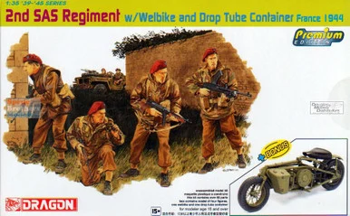 DML6586 1:35 Dragon 2nd SAS Regiment w/Welbike and Drop Tube Container, France 1944 (4 Figures & Bike)
