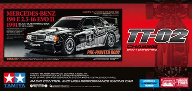 [PREORDER] 1/10 R/C Mercedes-Benz 190 E 2.5-16 EVO II 1991 (Black/Silver Painted Body) 4WD (TT-02)