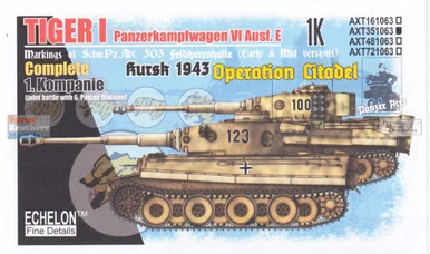 ECH351063 1:35 Echelon Tiger I SchPzAbt 503 Kursk 1943 Operation Citadel 1.K
