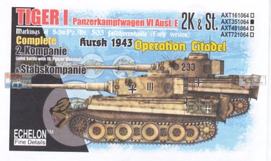ECH351064 1:35 Echelon Tiger I SchPzAbt 503 Kursk 1943 Operation Citadel 2.K & St.