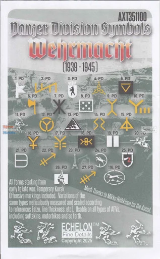 ECH351100 1:35 Echelon Wehrmacht Panzer Division Symbols 1939-1945