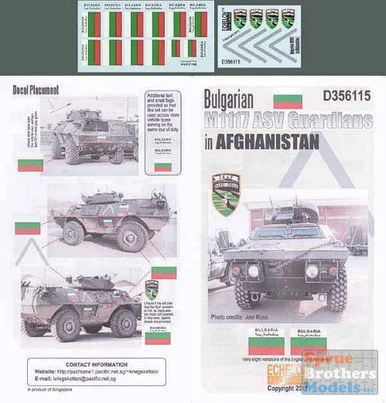 ECH356115 1:35 Echelon Decals Bulgarian M1117 ASV Guardians in Afghanistan #356115