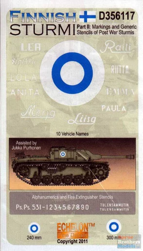 ECH356117 1:35 Echelon Finnish Sturmi Part 2: Markings and Generic Stencils of Post War Sturmis