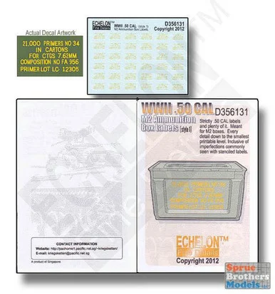 ECH356131 1:35 Echelon WWII .50 CAL M2 Ammunition Box Labels (Style 1)