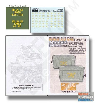 ECH356133 1:35 Echelon WWII .50 CAL M2 Ammunition Box Labels (Style 3 & 4)