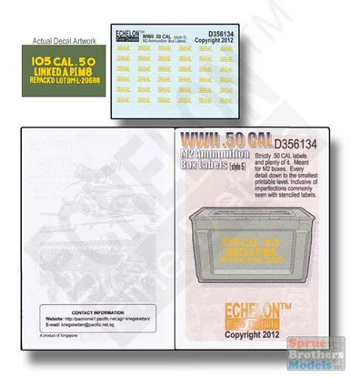 ECH356134 1:35 Echelon WWII .50 CAL M2 Ammunition Box Labels (Style 5)