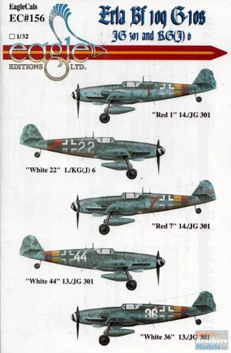 ECL32156 1:32 Eagle Editions Erla Bf 109G-10's JG301 and KG(J)6