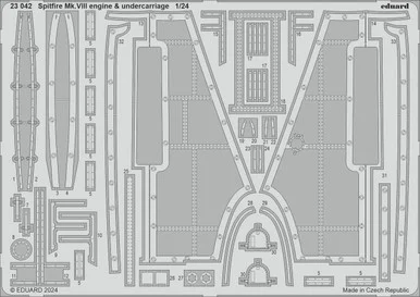 1/24 Eduard Spitfire Mk.VIII engine & undercarriage Photo etched set for AIRFIX