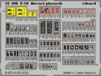 1/32 Eduard F-18 Placard Set for ACY (Pre-Painted)
