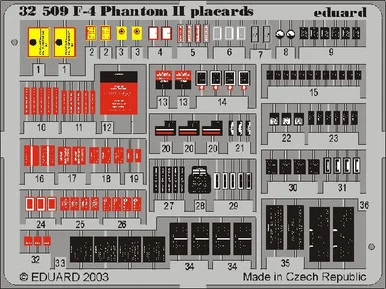 1/32 Eduard F-4 Placards (Pre-Painted)