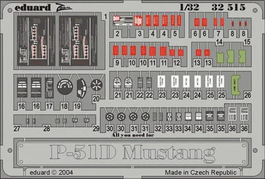 1/32 Eduard P-51D Placards for HSG (Pre-Painted)