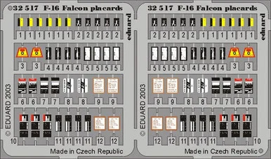 1/32 Eduard F-16 Placards for HSG (Pre-Painted)