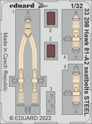 1/32 Eduard Hawk 81A2 Seatbelts Steel for LNR (Pre-Painted)