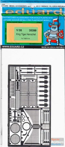 EDU35399 1:35 Eduard PE King Tiger Henschel Detail Set (TAM kit)