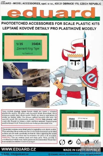 EDU35404 1:35 Eduard PE King Tiger Zimmerit (TAM kit)