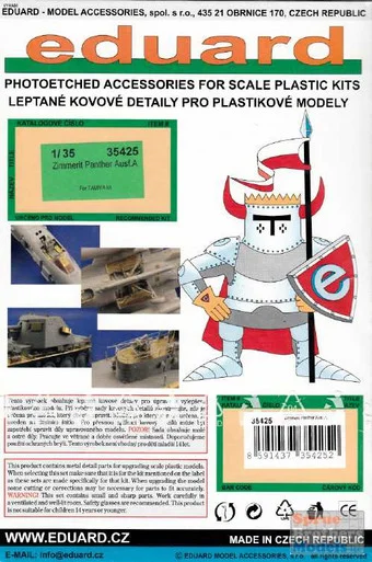EDU35425 1:35 Eduard PE Panther Ausf A Zimmerit (TAM kit)
