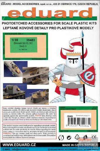 EDU35483 1:35 Eduard PE Sd.Kfz.163 STuG IV Zimmerit (TAM kit)