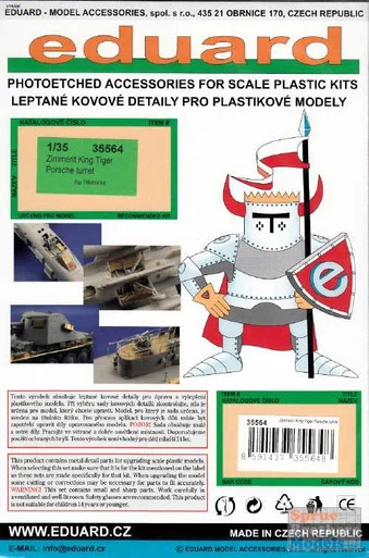 EDU35564 1:35 Eduard PE King Tiger Porsche Zimmerit (TAM kit)