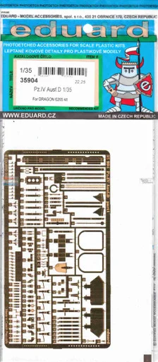 EDU35904 1:35 Eduard PE - Panzer IV Ausf.D Detail Set (DRA kit)