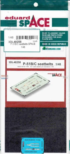 EDU3DL48258 1:48 Eduard SPACE - P-51B P-51C Mustang Seatbelts