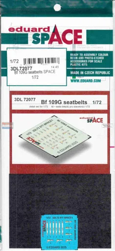 EDU3DL72077 1:72 Eduard SPACE - Bf109G Seatbelts