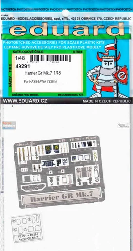 EDU49291 1:48 Eduard Color PE - Harrier GR Mk.7 Detail Set