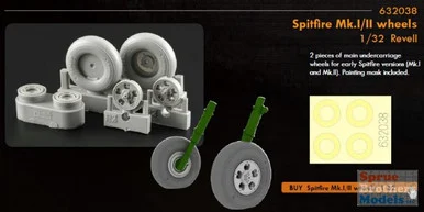 EDU632038 1:32 Eduard Brassin Spitfire Mk.I/II Wheels Set (REV kit)