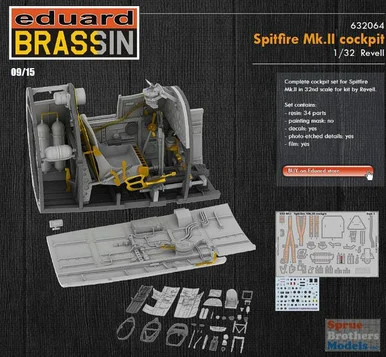 EDU632064 1:32 Eduard Brassin Spitfire Mk.II Cockpit Set (REV kit)