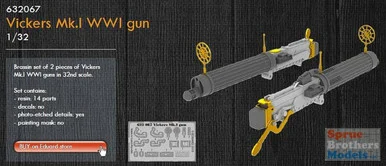 EDU632067 1:32 Eduard Brassin Vickers Mk.I WW1 Gun Set