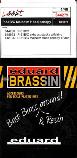 EDU644279 1:48 Eduard LookPlus - P-51B P-51C Mustang Malcolm Hood Canopy Detail Set (EDU kit)
