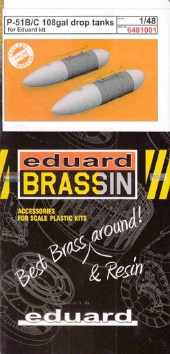 EDU6481001 1:48 Eduard Brassin Print - P-51B P-51C Mustang 108-gallon Drop Tanks (EDU kit)