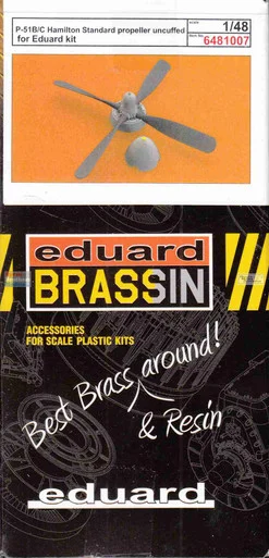 EDU6481007 1:48 Eduard Brassin Print - P-51B P-51C Mustang Hamilton Standard Propeller Uncuffed (EDU kit)