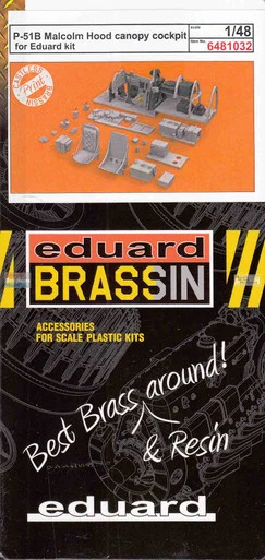 EDU6481032 1:48 Eduard Brassin Print - P-51B Mustang Malcolm Hood Canopy Cockpit Set (EDU kit)