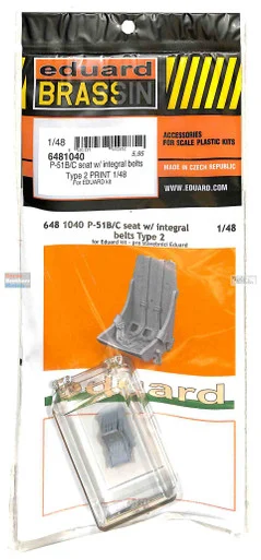 EDU6481040 1:48 Eduard Brassin Print - P-51B P-51C Mustang Seat with Belts Type 2 (EDU kit)