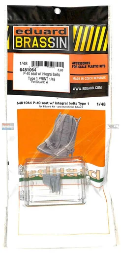 EDU6481064 1:48 Eduard Brassin - P-40E Warhawk Seat with Belts Type 1 (EDU kit)