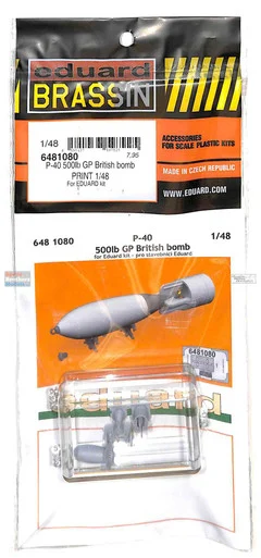 EDU6481080 1:48 Eduard Brassin - P-40 Warhawk 500lb GP British Bomb (EDU kit)