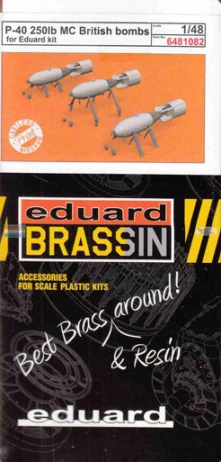 EDU6481082 1:48 Eduard Brassin - P-40 Warhawk 250lb MC British Bombs (EDU kit)