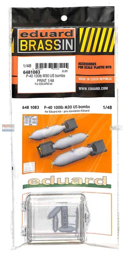 EDU6481083 1:48 Eduard Brassin - P-40 Warhawk 100lb M30 US Bombs (EDU kit)