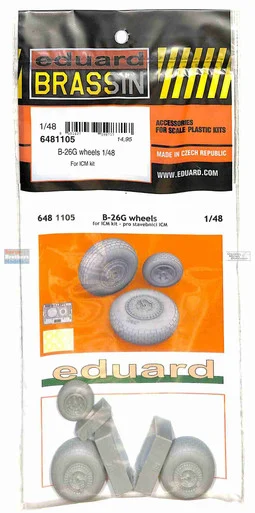 EDU6481105 1:48 Eduard Brassin - B-26G Marauder Wheels (ICM kit)
