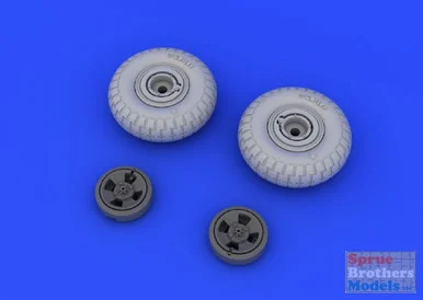 EDU648118 1:48 Eduard Brassin Spitfire Wheels 4-spokes with Pattern Set (EDU kit)