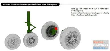 EDU648181 1:48 Eduard F-104 Starfighter Undercarriage Wheels Late (HAS/EDU kit)