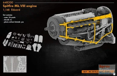 EDU648200 1:48 Eduard Spitfire Mk.VIII Engine Set (EDU kit)