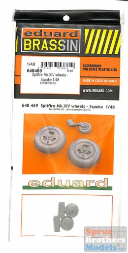 EDU648469 1:48 Eduard Spitfire Mk.XIV Wheels 3 Spoke (AFX kit)